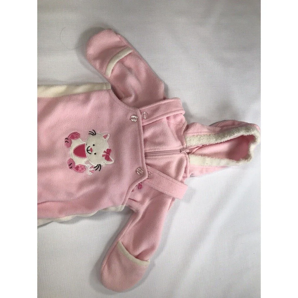 Okie Dokie 2 Piece Kitty  Baby Girls Coverall Set Size 9 Months